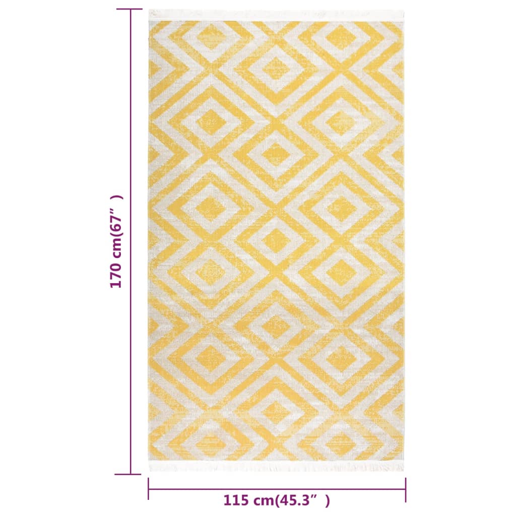 Tapis d'extérieur à tissage plat jaune et beige 115x170cm 